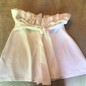 NEW white crepe paper bag waist shorts with tie